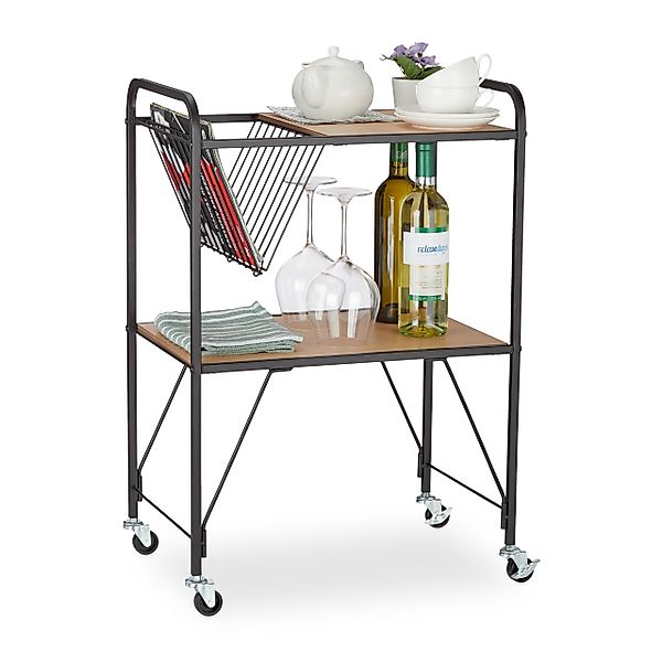 relaxdays Servierwagen mit Zeitungskorb günstig online kaufen