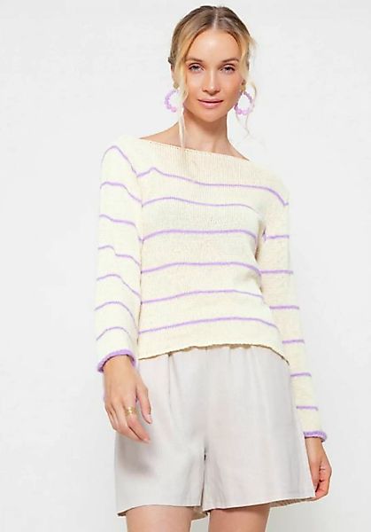 SASSYCLASSY Strickpullover Baumwoll Pullover mit Streifen Pullover mit U-Bo günstig online kaufen