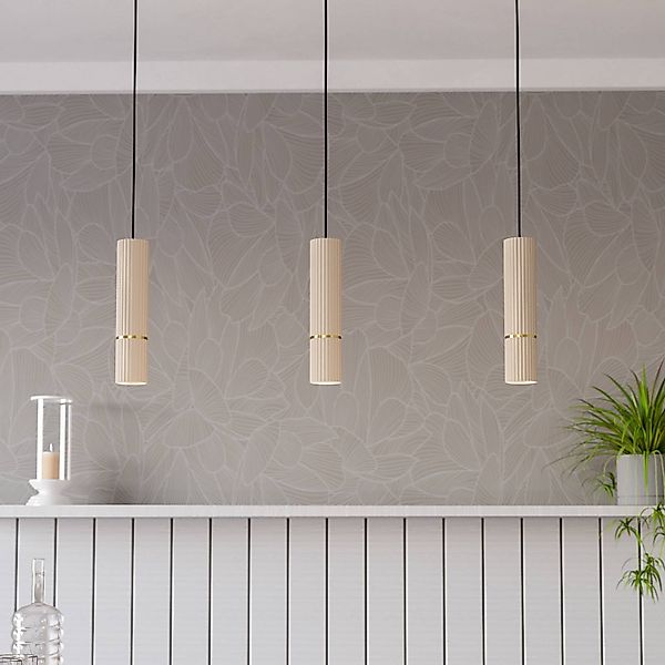 Hängeleuchte Caminia, sandfarben, Länge 77 cm, Stahl, 3-flg. günstig online kaufen