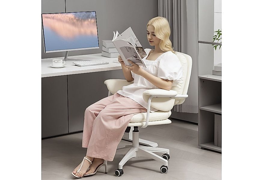 HOMCOM Schreibtischstuhl mit Kippfunktion, gepolstert, höhenverstellbar, mi günstig online kaufen