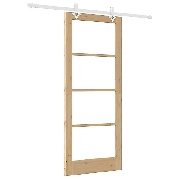 vidaXL Schiebetür Braun 83 x 202 cm Holz und Metall 3332221 günstig online kaufen