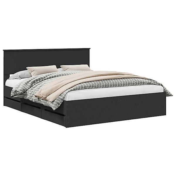 vidaXL Bettrahmen mit Schubladen Schwarz 160 x 200 cm Ingenieurs Holz 34106 günstig online kaufen