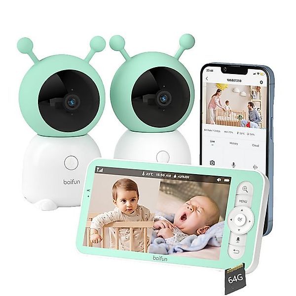 Boifun Video-Babyphone 2K 3MP Babyphone mit 2 Kameras WLAN Video Babyfone m günstig online kaufen