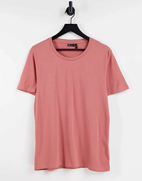 ASOS DESIGN – T-Shirt mit U-Ausschnitt in verwaschenem Rosa günstig online kaufen