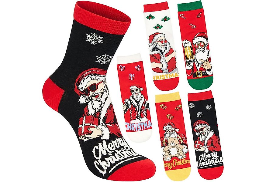 BRUBAKER Socken Herren Weihnachtssocken - Cool Santa (Geschenkset mit spaßi günstig online kaufen