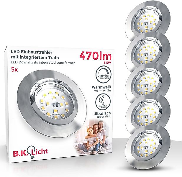 B.K.Licht LED Einbauleuchte 5er Set Einbaustrahler, günstig online kaufen