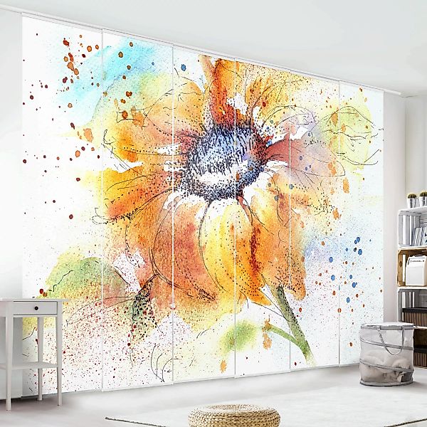 Schiebegardinen Set Blumen Painted Sunflower günstig online kaufen