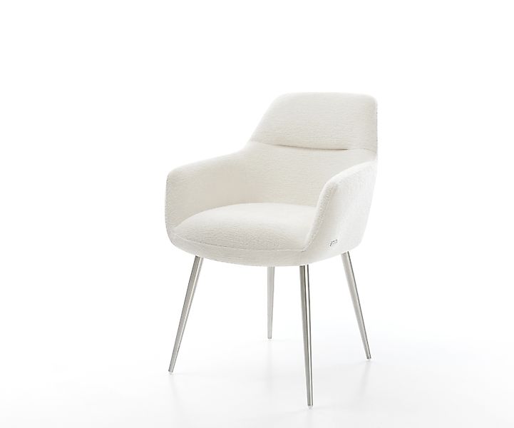 Esszimmerstuhl Pejo-Flex Bouclé Soft Beige 4-Fuß konisch Edelstahl Taschenf günstig online kaufen