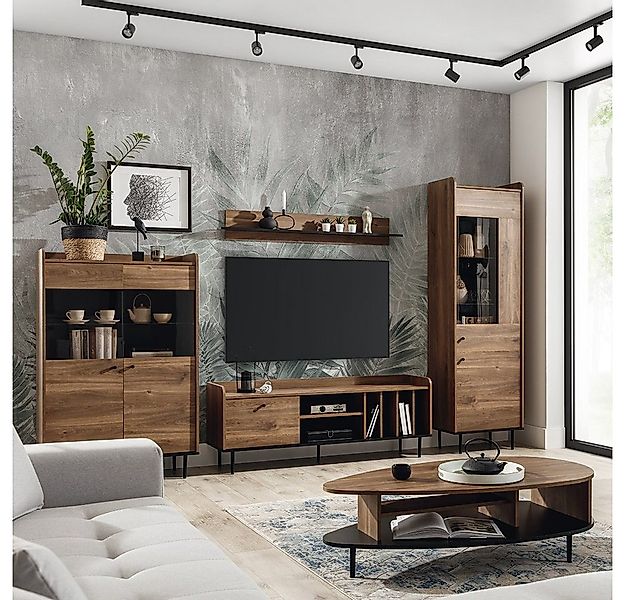 Lomadox Wohnzimmer-Set VAREDO-132, (Mega-Spar-Set, 5-St., 5-tlg), Eiche Nb. günstig online kaufen