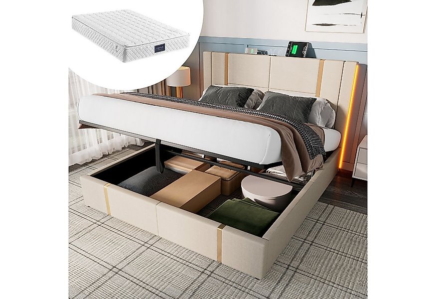 STILVORA Polsterbett Bettgestell 140x200 Einzelbett Jugendbett mit Stauraum günstig online kaufen