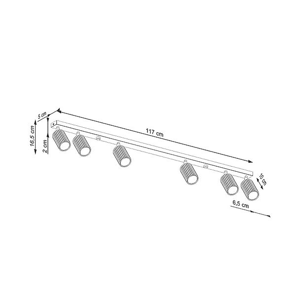 Deckenstrahler Karbon, weiß, Länge 117 cm, Alu, 6-flg. günstig online kaufen