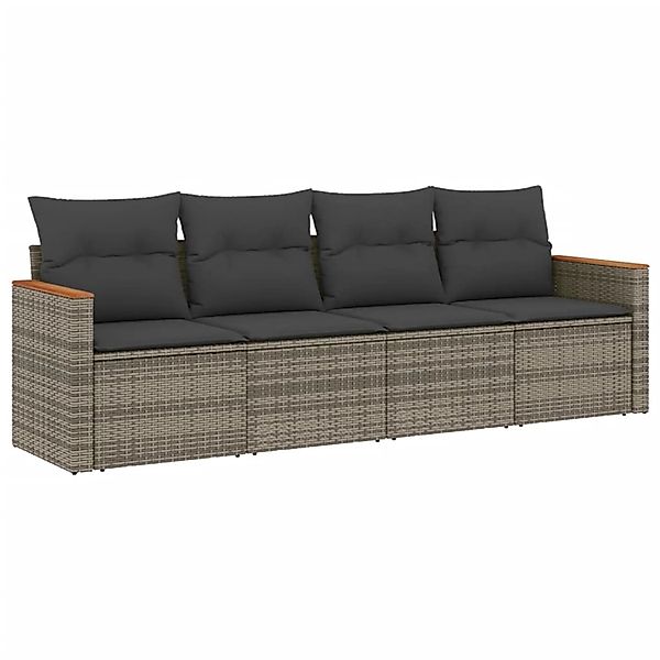 vidaXL 4-Tlg Garten-Sofagarnitur mit Kissen Grau Poly Rattan 3225773 günstig online kaufen