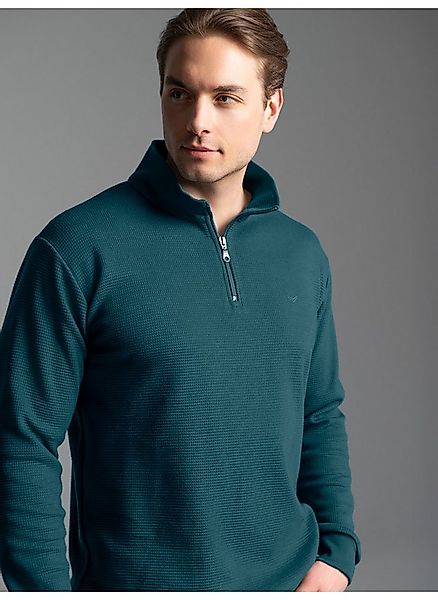 Trigema Sweatshirt TRIGEMA Troyer in Waffeloptik günstig online kaufen