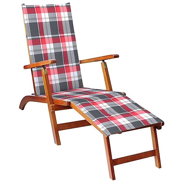 vidaXL Liegestuhl mit Fußstütze und Auflage 167 x 56 x 75 cm Akazie Massivh günstig online kaufen