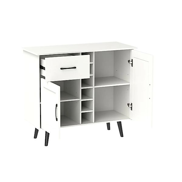 Costway Sideboard Holz Weiß 90 x 40 x 79 cm 2 Türen Weinregal günstig online kaufen