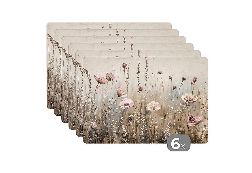 MuchoWow Platzset Blumen - Rosa - Modern - Beige, (6-St), Platzsets, Tischs günstig online kaufen