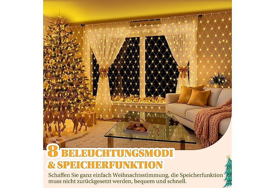 SERBASIC Lichternetz 31V DC Mesh Lichterkette mit Stecker, 8 Modi, Speicher günstig online kaufen