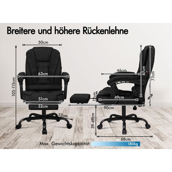 ALFORDSON Bürostuhl mit Massagefunktion, Fußstütze und günstig online kaufen
