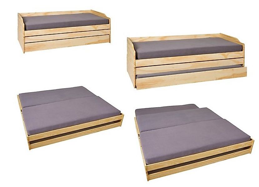Inter Link Funktionsbett Lotar, 3 Liegeflächen 90x200, aus Massivholz, inkl günstig online kaufen
