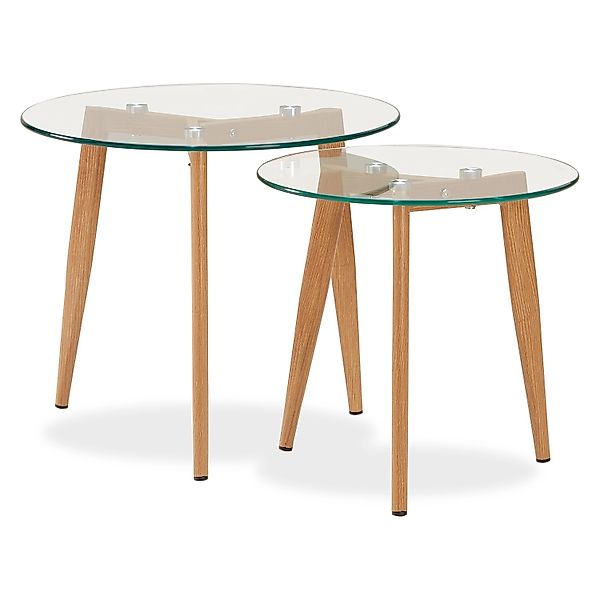 Homestyle4u Glastische Beistelltisch Couchtisch Glas Rund 2 er Set 1822 günstig online kaufen