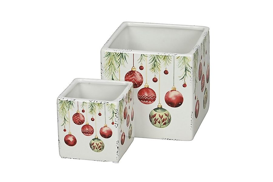finehomegarden Blumentopf Keramik Blumentopf Set/2 Christbaumkugeln Übertop günstig online kaufen
