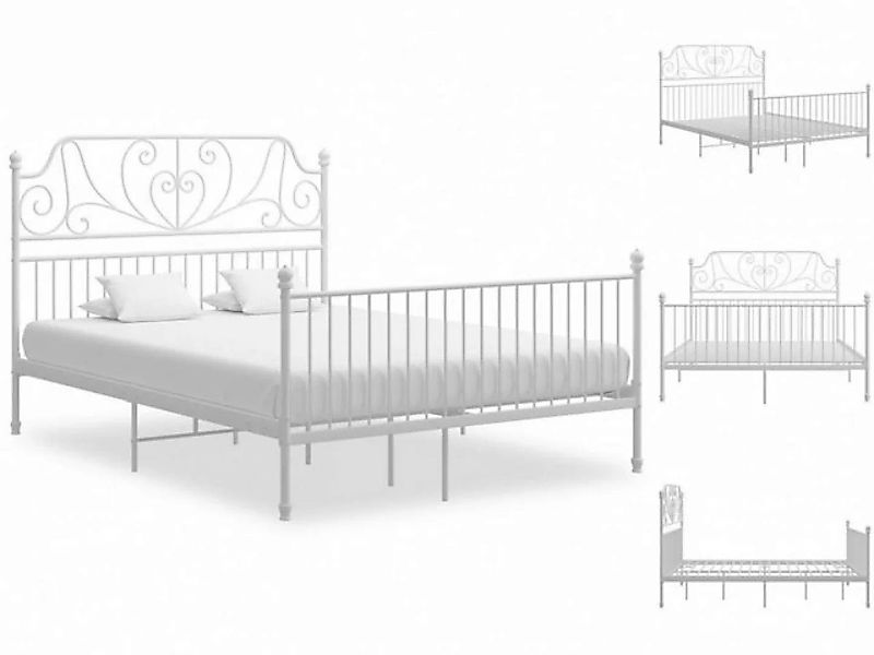 vidaXL Bettgestell Bettgestell Weiß Metall 160x200 cm Bett Bettrahmen Bettg günstig online kaufen