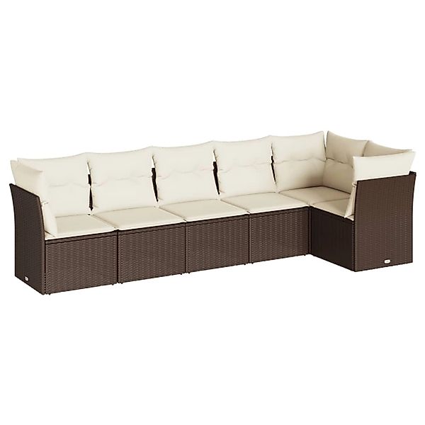 vidaXL 6-Tlg Garten-Sofagarnitur mit Kissen Braun Poly Rattan 3249502 günstig online kaufen