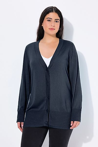 Ulla Popken Strickjacke Strickjacke V-Ausschnitt Knopfleiste günstig online kaufen