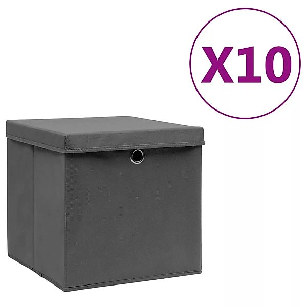 Aufbewahrungsboxen Mit Deckeln 10 Stk. 28x28x28 Cm Grau günstig online kaufen