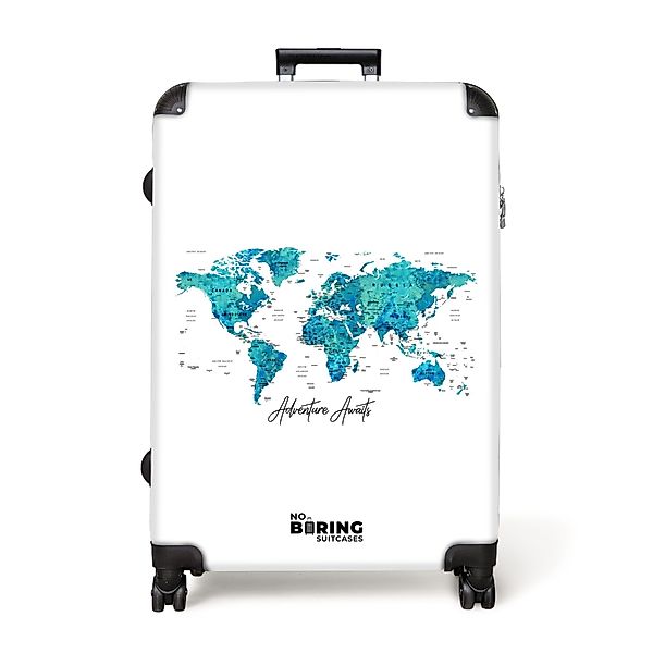 NoBoringSuitcases.com© Hartschalen-Trolley Weltkarte - Blau - günstig online kaufen