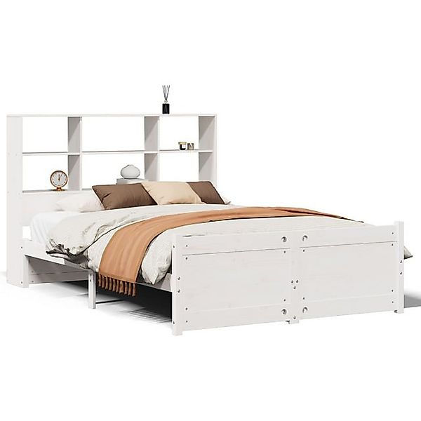 vidaXL Bett, Massivholzbett mit Regal ohne Matratze Weiß 140x200 cm Kiefer günstig online kaufen