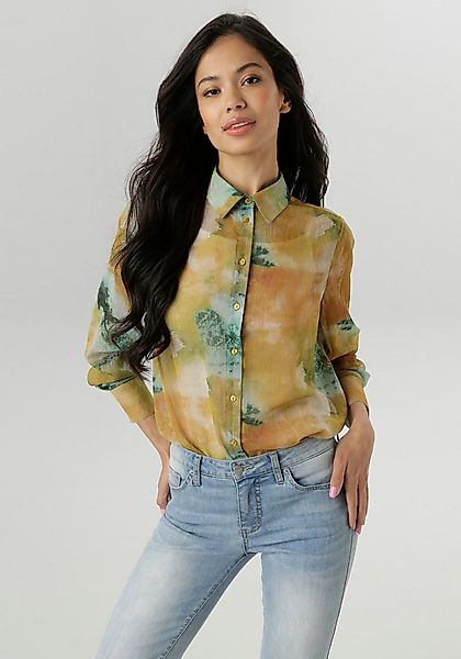 Aniston SELECTED Hemdbluse aus leicht transparentem Chiffon günstig online kaufen
