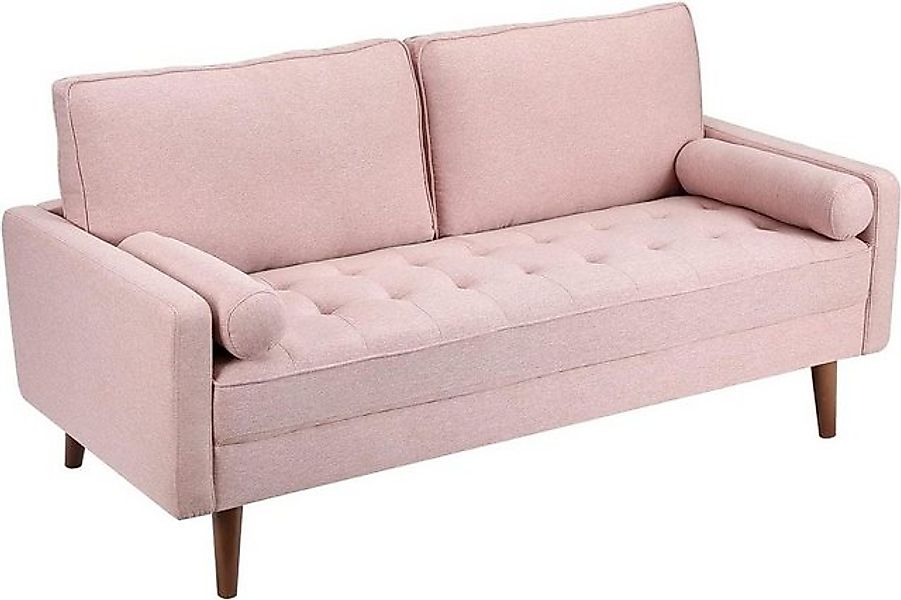 Vesgantti Sofa 2 Sitzer Sofa, Leinenstoff Couch 2 Wurfkissen m. Armlehne 17 günstig online kaufen