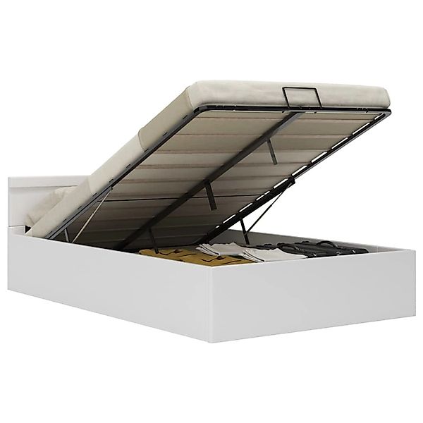 vidaXL Stauraumbett Hydraulisch mit LED Weiß Kunstleder 120x200 cm619310 günstig online kaufen