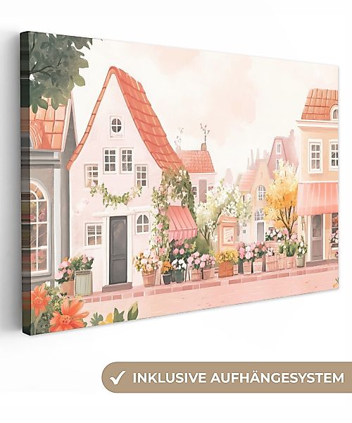 OneMillionCanvasses® Leinwandbild Blumen - Häuser - günstig online kaufen