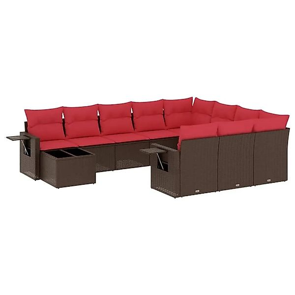 vidaXL 11-Tlg Gartensofa-Set mit Kissen Braun Polyrattan 3220733 günstig online kaufen