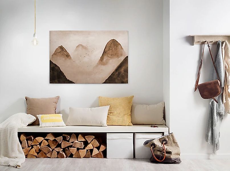 Bricoflor Berge Leinwand Im Aquarell Stil Schlaf Und Wohnzimmer Wandbild Mi günstig online kaufen