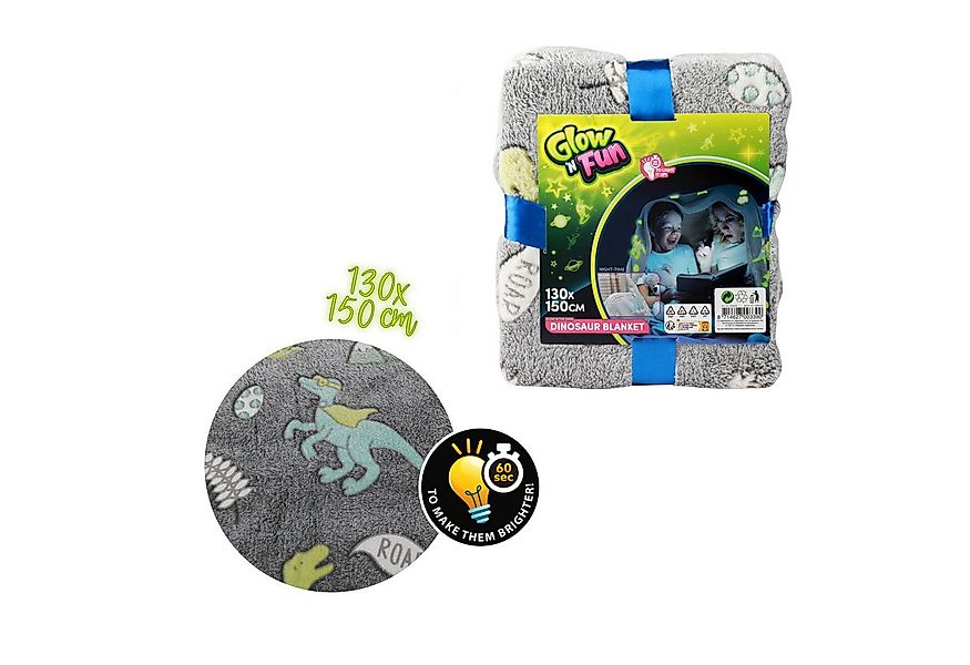 Wohndecke Dinosaurier Kuscheldecke mit Leuchteffekt, Toi-Toys günstig online kaufen