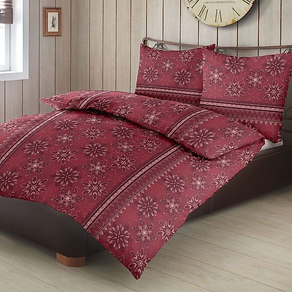 TRAUMSCHLAF Bettwäsche Sterne und Schneeflocken, Biber, günstig online kaufen