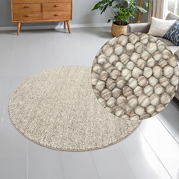 OTTO home Wollteppich "Wolly" rund 14 mm Höhe Wolle, handgewebt, Handweb Te günstig online kaufen