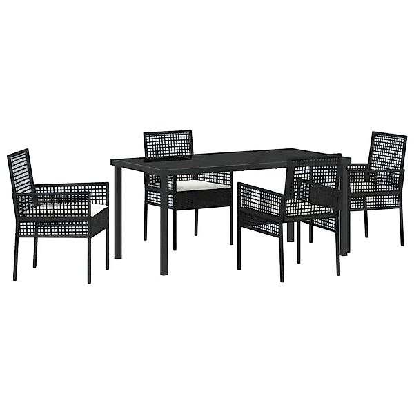 vidaXL 5-teilige Garten Essgruppe mit Kissen Schwarz Poly Rattan 3379866 günstig online kaufen