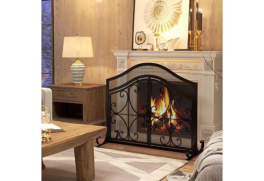 HOMCOM Kamingitter mit magnetischen Türen (Ofenschutzgitter, 1-tlg., Funken günstig online kaufen