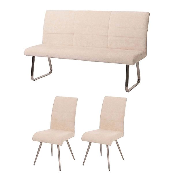 MCW Esszimmer-Set G55  2er-Set Stuhl + Sitzbank 160cm 3-teilig Stoff Chenil günstig online kaufen