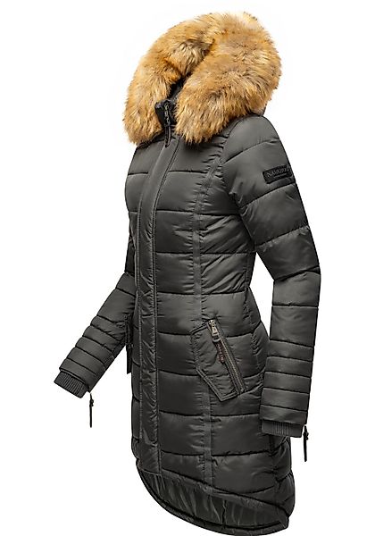 Navahoo Steppmantel Papaya hochwertiger Wintermantel m. edlem Fellimitat günstig online kaufen