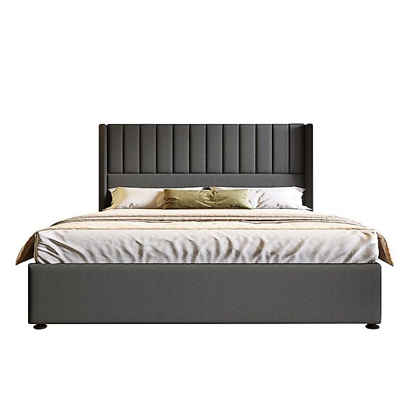REDOM Polsterbett Stauraumbett Doppelbett (160x200cm Grau günstig online kaufen