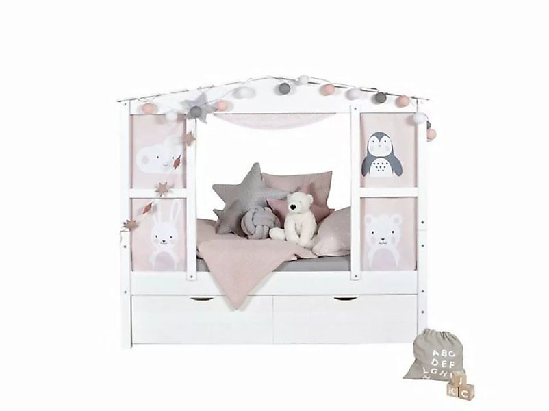 Ticaa Hausbett Hausbett Mini mit Bettkasten "Amelie" Kiefer Weiß (Set), Hau günstig online kaufen