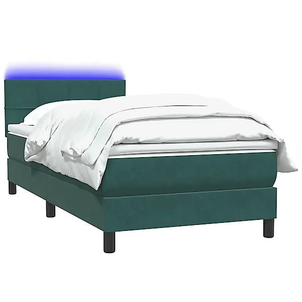 vidaXL Boxspringbett mit Matratze & LED Dunkelgrün 90x210 cm Samt 3316866 günstig online kaufen