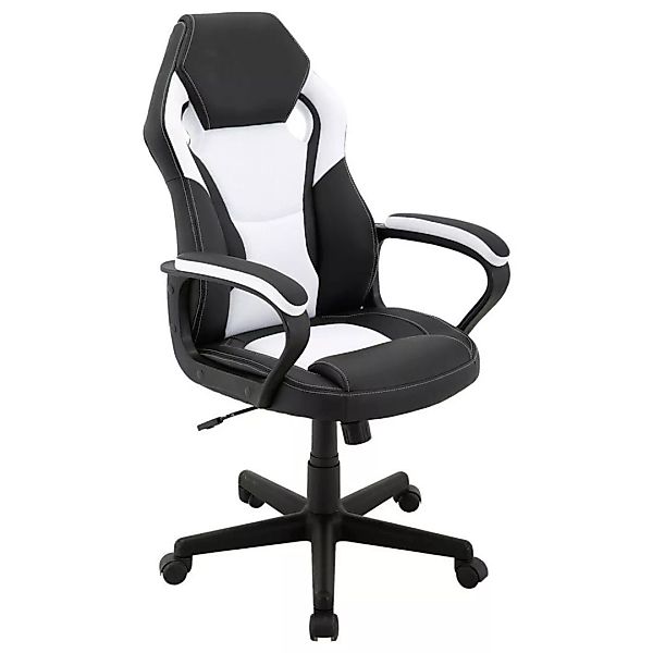 Gaming-Sessel MATTEO schwarz weiß schwarz Kunstleder Netzstoff Kunststoff günstig online kaufen