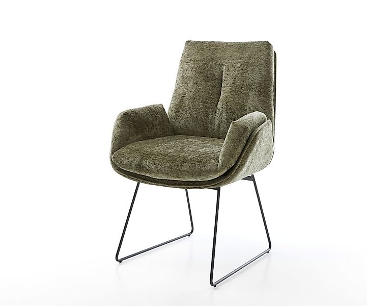 Esszimmerstuhl Clea-Flex Chenille Olive Kufengestell Schwarz günstig online kaufen