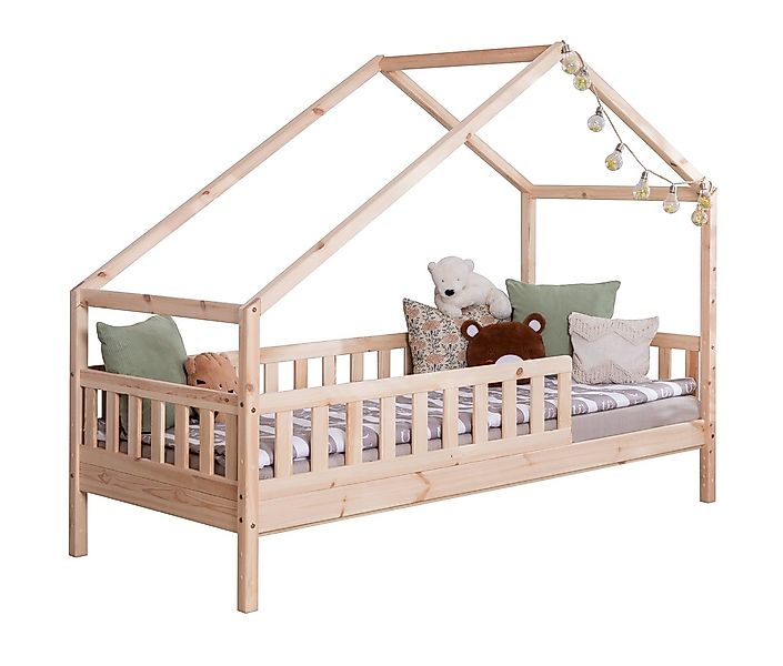 Ticaa Hausbett Lou mit Rausfallschutz aus Kiefer massiv, - Hausbett mit abn günstig online kaufen